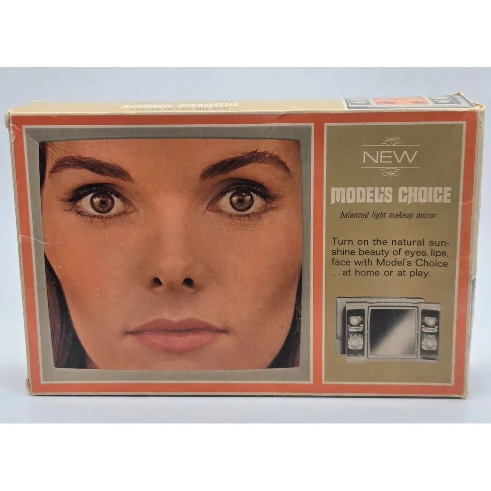 Vintage Models Choice Lighted Makeup Vanity Mirror Travel‎ Case Working Box 1970